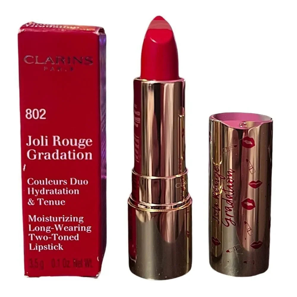 Clarins Joli Rouge Graduation Two-Toned Lipstick 802 Red Graduation Fu…